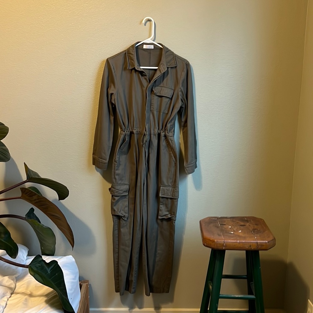 Army/olive green romper button up plus synched draw string,oak and fort,medium
